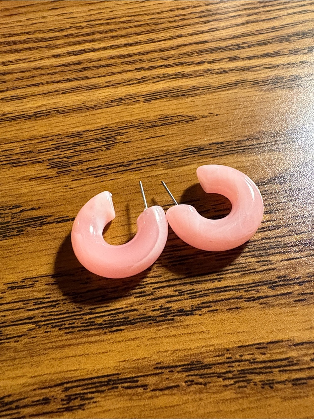 Pink Resin Hoop Earrings - Women's Fashion Jewelry
